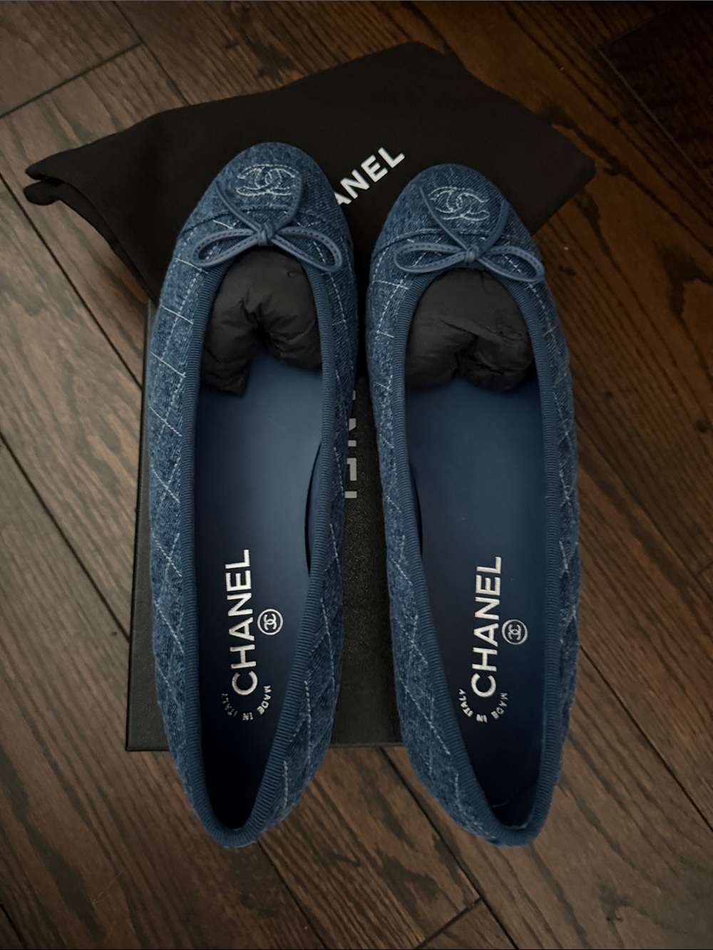 Chanel Quilted Denim Ballet Flats in Blue - Picture 8 of 10